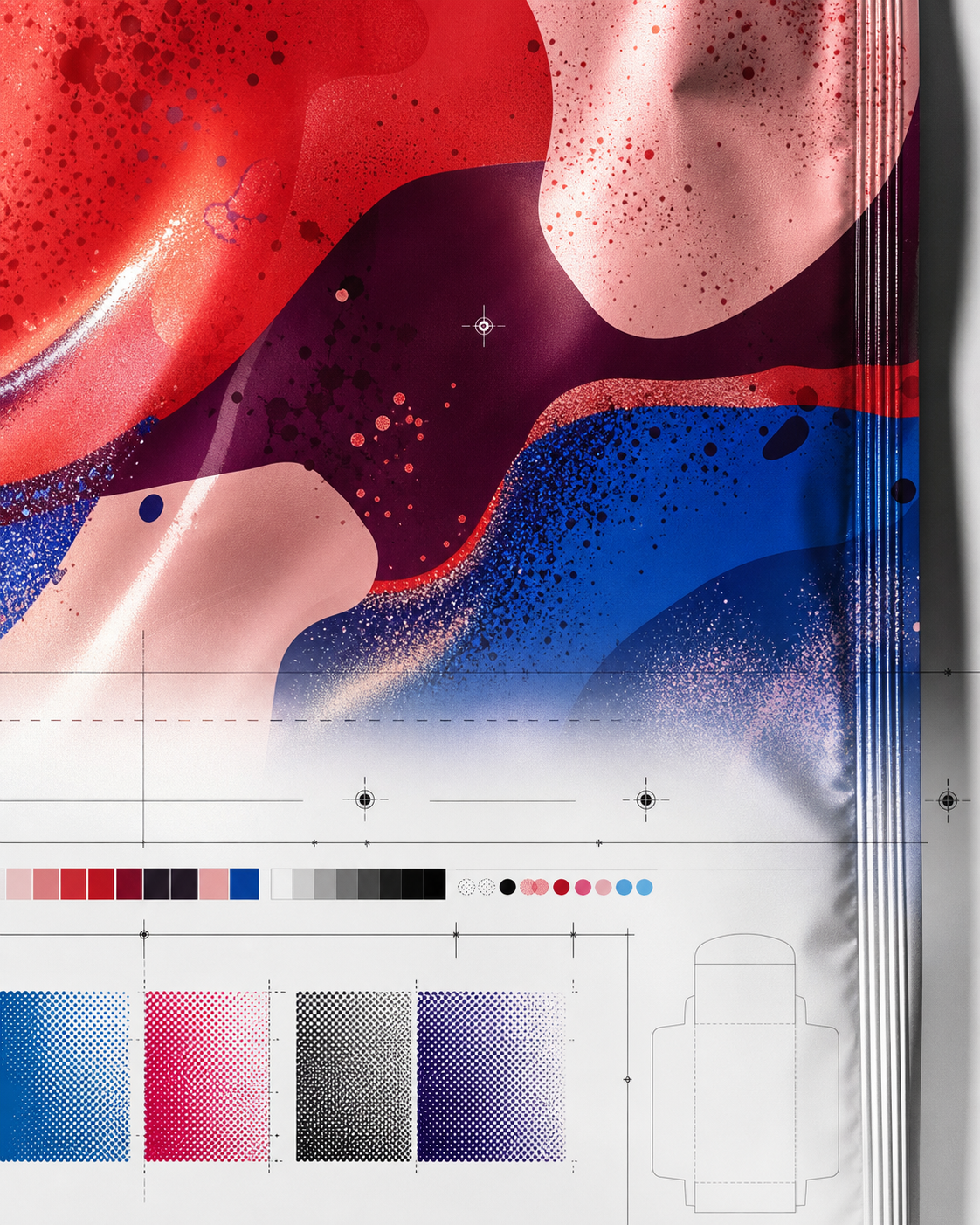 Printed flexible film with color and registration details